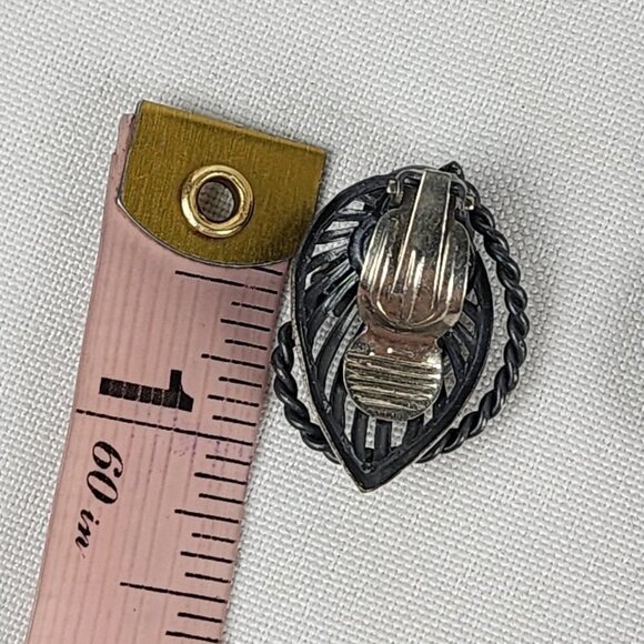 Vintage Silver & Pink Glass Stone Clip On Earrings - Picture 4 of 4